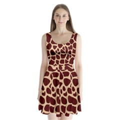 Animal Print Giraffe Patterns Split Back Mini Dress 