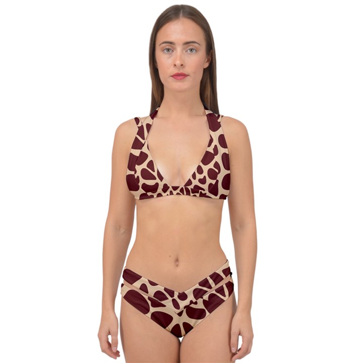 Animal Print giraffe Patterns Double Strap Halter Bikini Set