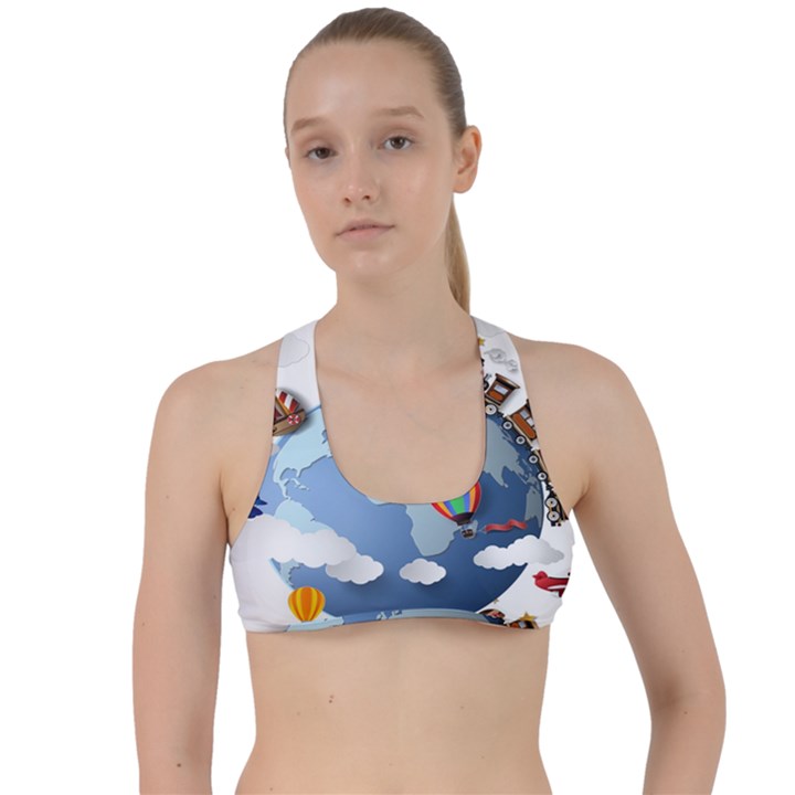 Earth Rocket Vector Earth Criss Cross Racerback Sports Bra