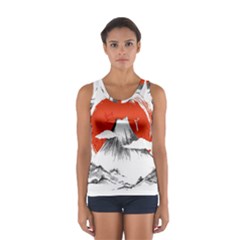 Mount Fuji Mountain Ink Wash Painting Sport Tank Top 