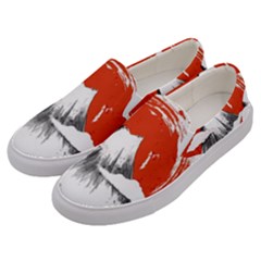 Mount Fuji Mountain Ink Wash Painting Men s Canvas Slip Ons