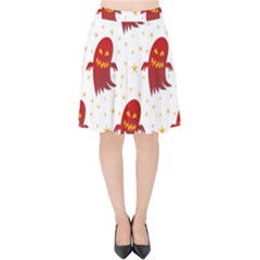 Ghost Halloween Drawing Flower Leaf Velvet High Waist Skirt