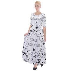 Space Elements Half Sleeves Maxi Dress by Vaneshart