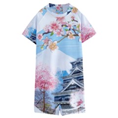 Japan National Cherry Blossom Festival Japanese Kids  Boyleg Half Suit Swimwear