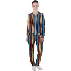 Stripes Hand Drawn Tribal Colorful Background Pattern Casual Jacket And Pants Set by Vaneshart