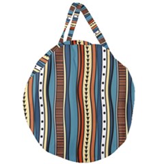 Stripes Hand Drawn Tribal Colorful Background Pattern Giant Round Zipper Tote