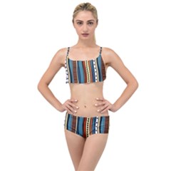 Stripes Hand Drawn Tribal Colorful Background Pattern Layered Top Bikini Set