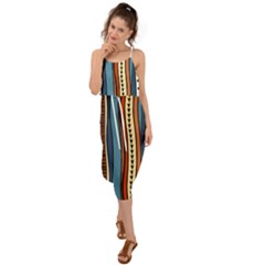 Stripes Hand Drawn Tribal Colorful Background Pattern Waist Tie Cover Up Chiffon Dress