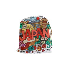 Earthquake And Tsunami Drawing Japan Illustration Drawstring Pouch (Medium)