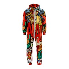 Earthquake And Tsunami Drawing Japan Illustration Hooded Jumpsuit (Kids)