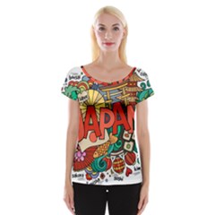 Earthquake And Tsunami Drawing Japan Illustration Cap Sleeve Top