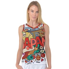 Earthquake And Tsunami Drawing Japan Illustration Women s Basketball Tank Top