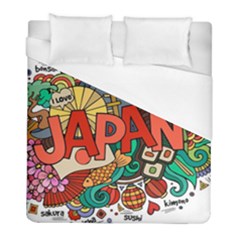 Earthquake And Tsunami Drawing Japan Illustration Duvet Cover (Full/ Double Size)