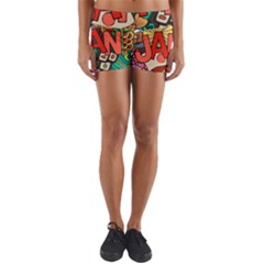 Earthquake And Tsunami Drawing Japan Illustration Yoga Shorts