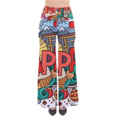 Earthquake And Tsunami Drawing Japan Illustration So Vintage Palazzo Pants