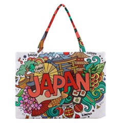 Earthquake And Tsunami Drawing Japan Illustration Zipper Medium Tote Bag