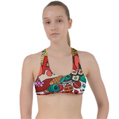 Earthquake And Tsunami Drawing Japan Illustration Criss Cross Racerback Sports Bra