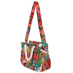 Earthquake And Tsunami Drawing Japan Illustration Rope Handles Shoulder Strap Bag