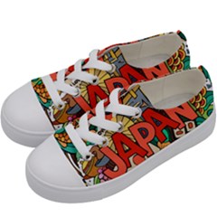 Earthquake And Tsunami Drawing Japan Illustration Kids  Low Top Canvas Sneakers