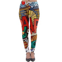 Earthquake And Tsunami Drawing Japan Illustration Lightweight Velour Leggings