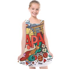 Earthquake And Tsunami Drawing Japan Illustration Kids  Cross Back Dress