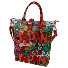Earthquake And Tsunami Drawing Japan Illustration Buckle Top Tote Bag