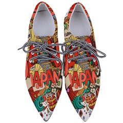 Earthquake And Tsunami Drawing Japan Illustration Women s Pointed Oxford Shoes