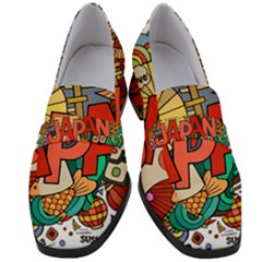 Earthquake And Tsunami Drawing Japan Illustration Women s Chunky Heel Loafers