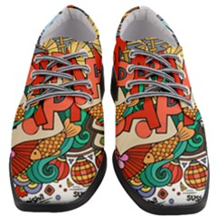 Earthquake And Tsunami Drawing Japan Illustration Women Heeled Oxford Shoes