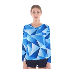 Triangles Abstract Blue Women s Long Sleeve Tee