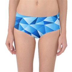 Triangles Abstract Blue Mid-waist Bikini Bottoms by Vaneshart