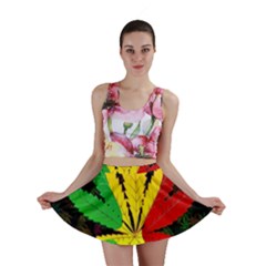 Cannabis Leaf Color Mini Skirt