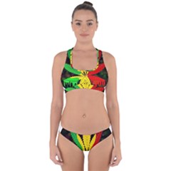 Cannabis Leaf Color Cross Back Hipster Bikini Set by Vaneshart