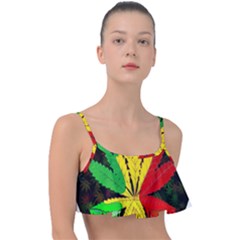 Cannabis Leaf Color Frill Bikini Top by Vaneshart