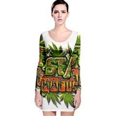 Cannabis Hemp Hashish Illegal Drug Trade Rasta Long Sleeve Velvet Bodycon Dress