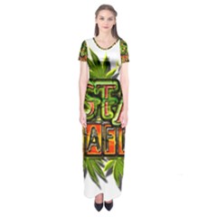 Cannabis Hemp Hashish Illegal Drug Trade Rasta Short Sleeve Maxi Dress by Vaneshart