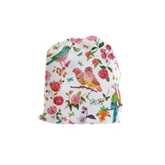 Watercolour Flowers Watercolor Painting Drawing Drawstring Pouch (medium)