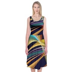 Lines Stripes Colorful Abstract Background Color Midi Sleeveless Dress by Vaneshart