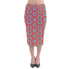Seamless Geometric Pattern In A Red Velvet Midi Pencil Skirt by Vaneshart