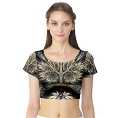 Roots Abstract Sectors Layers Colors Short Sleeve Crop Top