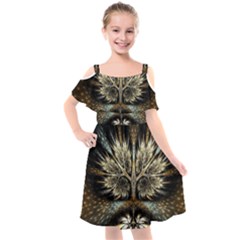 Roots Abstract Sectors Layers Colors Kids  Cut Out Shoulders Chiffon Dress by Vaneshart