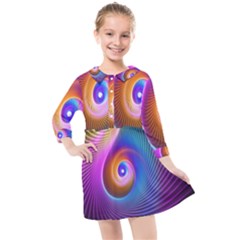 3d Abstract Fractal Bright Kids  Quarter Sleeve Shirt Dress
