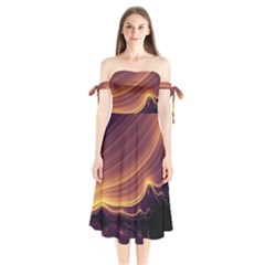 Lines Stripes Background Abstract Shoulder Tie Bardot Midi Dress by Vaneshart
