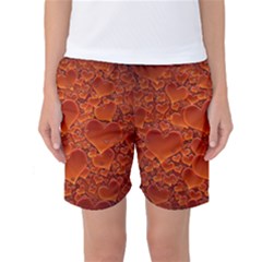 Heart Orange Texture Many Women s Basketball Shorts