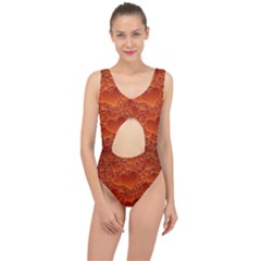 Heart Orange Texture Many Center Cut Out Swimsuit by Vaneshart