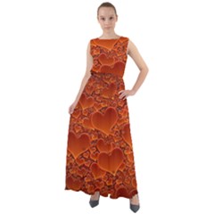 Heart Orange Texture Many Chiffon Mesh Boho Maxi Dress