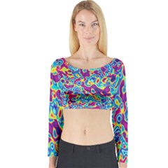 Ripple Motley Colorful Spots Abstract Long Sleeve Crop Top by Vaneshart