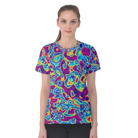 Ripple Motley Colorful Spots Abstract Women s Cotton Tee by Vaneshart