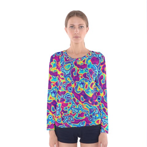 Ripple Motley Colorful Spots Abstract Women s Long Sleeve Tee by Vaneshart