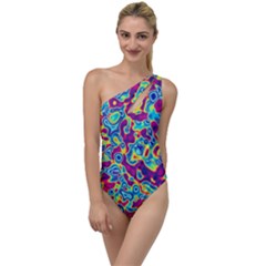 Ripple Motley Colorful Spots Abstract To One Side Swimsuit